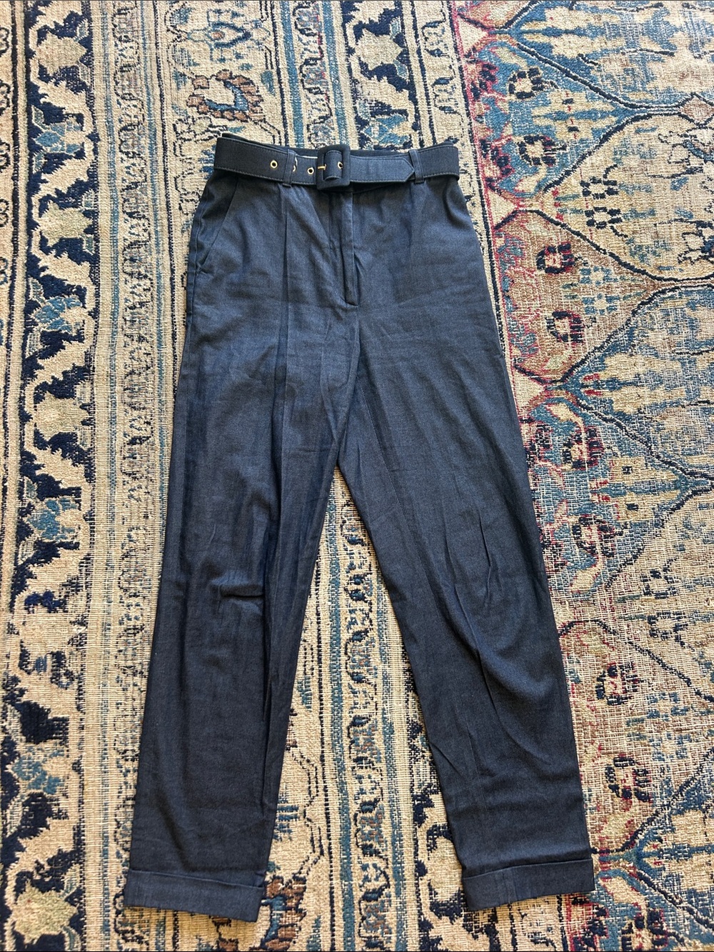 Women’s  Dark Navy Moschino Tailored Dress Trousers with Belt